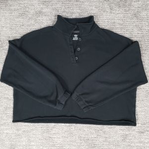 Aerie Medium Black Oversized Cropped Sweatshirt